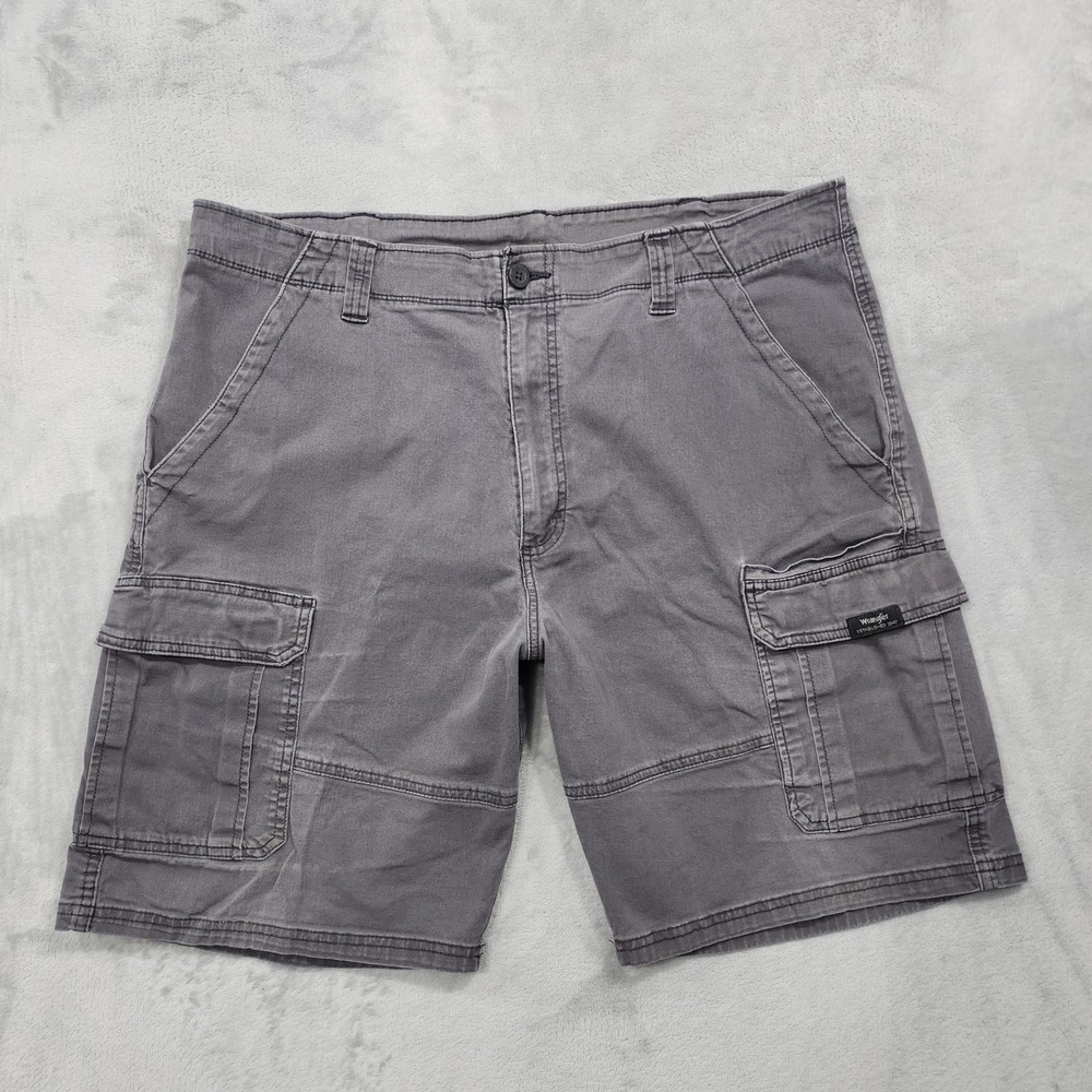 Wrangler Shorts Mens 38 Gray Stretch Cargo Canvas Relaxed Fit 11 Inseam Casual